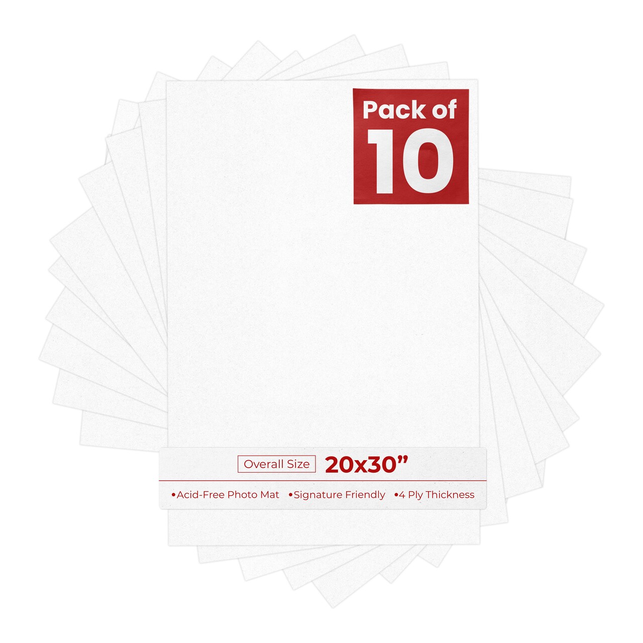 White with Black Core 20x30 Uncut Mat Board - Blank Sheets, No Opening